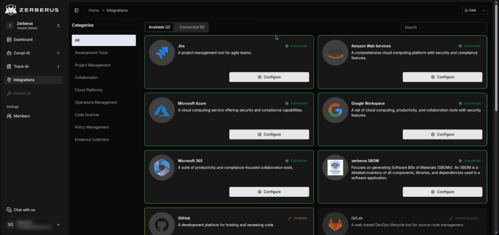 Workflow animation showing SBOM generation process